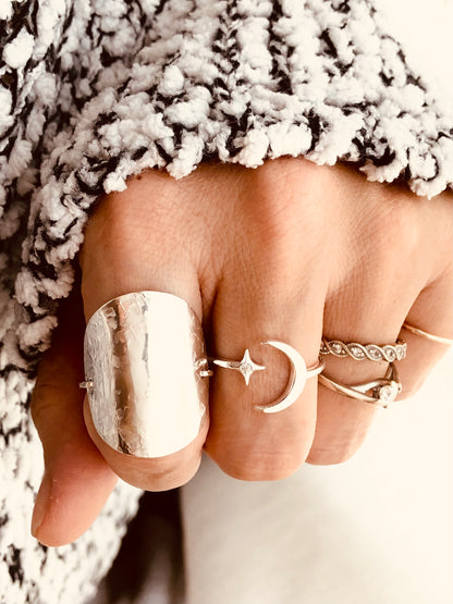 Large Disc Ring, Sterling Silver Disc Ring, Textured Disc Ring, Wide Band,Statement Ring, Disc Ring, Silver Ring, Mothers Gift, Gift For Her, Sterling Silver Large Disc Ring