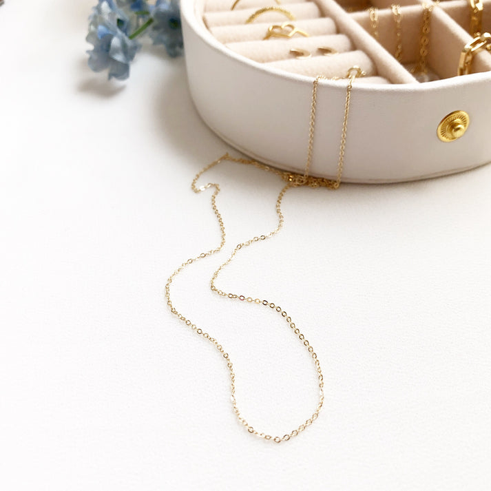 Ultra Dainty Necklace, Thin Chain Necklace, 14K Solid Gold, Silver or Rose Gold, Simple Layering Necklace, Chain Necklace, Dainty Chain