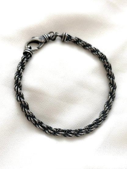 Man Bracelet, Oxidized Rope Chain Bracelet, Men&