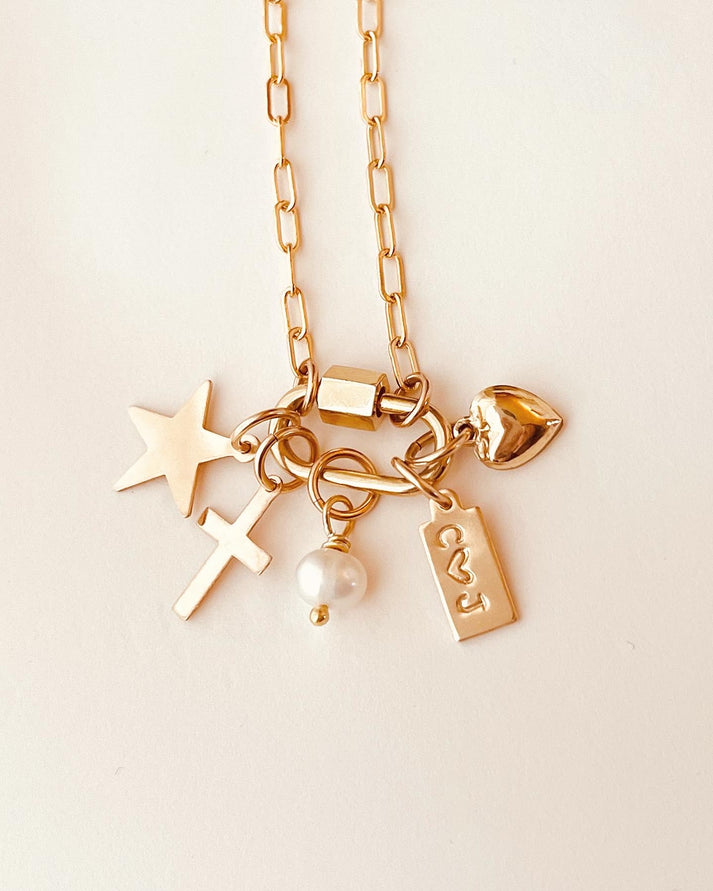 Custom Charm Necklace, Gold Filled Chain, Design Your Own Necklace, Carabiner Clasp Necklace, Personalized Gift, Paperclip Charm Necklace, Mix And Match, The Cowboy Collection, Cowboy Boot, Cowboy Hat, Cowboy Country Western Charm, Cross, Country Western Charm, Rodeo Cowgirl Jewelry