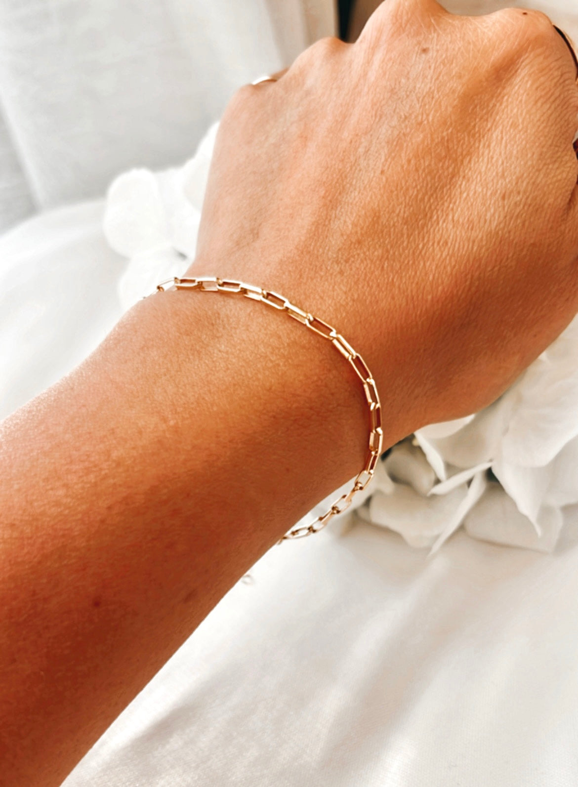 Minimalist Chain Bracelet, Rectangle Chain, Layering Bracelet, Simple Chain Bracelet, Everyday Bracelet, Gift for Her