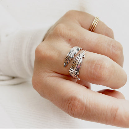Feather Ring, Silver Feather Ring, Gold Feather Ring