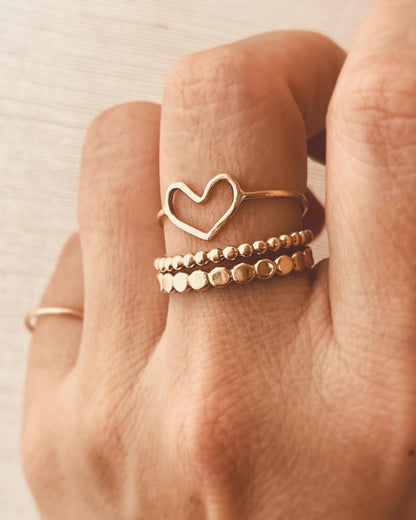 Open Heart Ring, 14K Gold Filled Ring, Heart Stacking Ring, Heart Ring, Everyday Jewelry, Valentine&