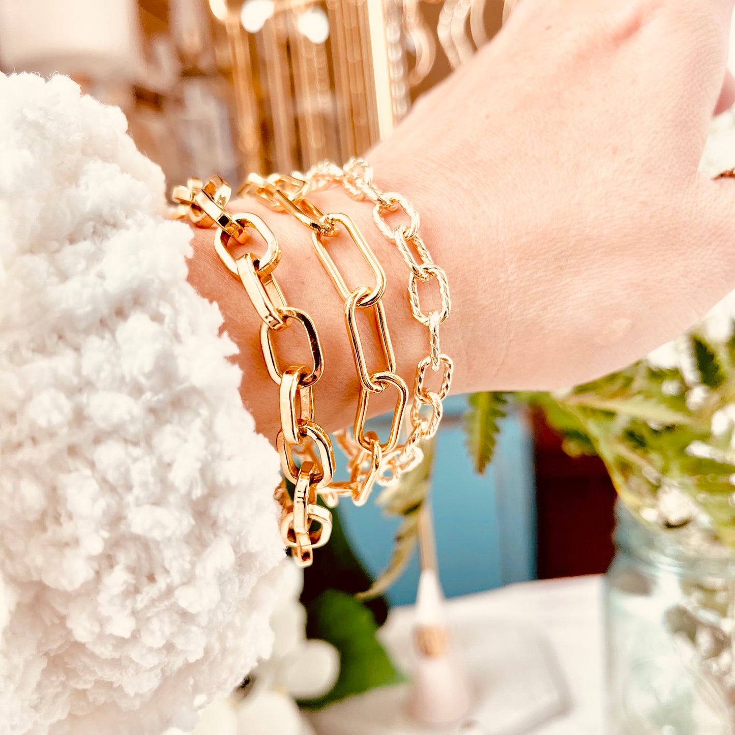 Gold Link Bracelet, Chunky Paperclip Bracelet, Thick Bracelet, Thick Link Bracelet, Layering Bracelet, Statement Bracelet, LayeringJewelry