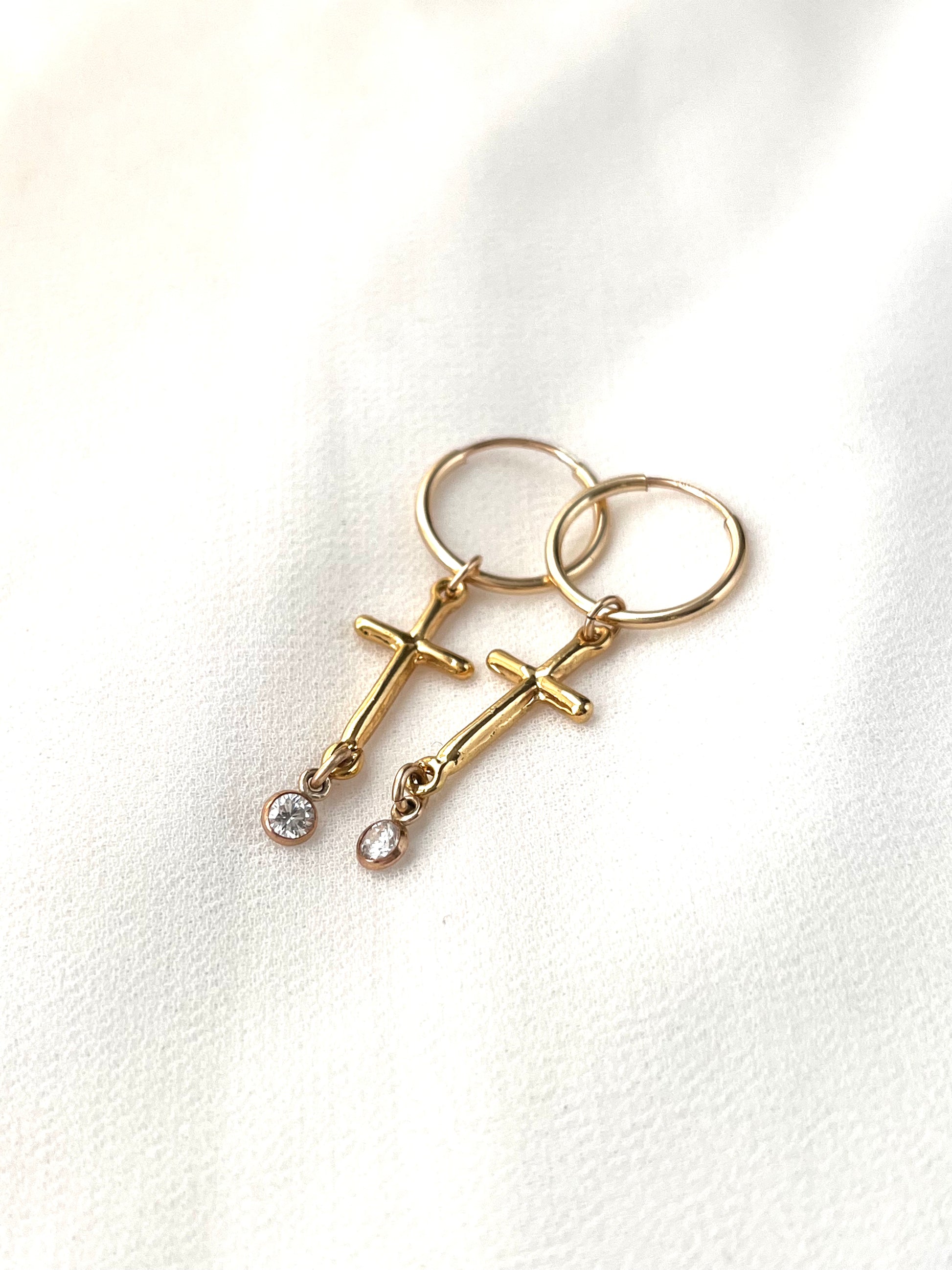 Cross, Cross Earrings, Cross Hoop Earrings, Cross Jewelry