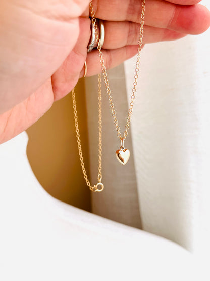 Tiny Heart Necklace, Puffy Heart Necklace, Everyday Jewelry, Minimalist Jewelry, Valentines Day Gifts For Her, Everyday Jewelry, Simple and Dainty, Minimalist Jewelry, Ready To Ship,  Ships Next Day, Gift For Her, Mothers Day Gift