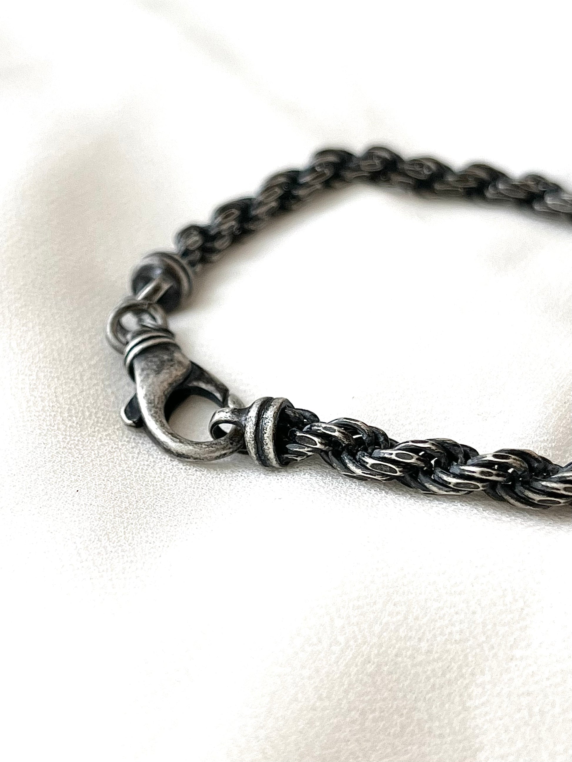 Man Bracelet, Oxidized Rope Chain Bracelet, Men&