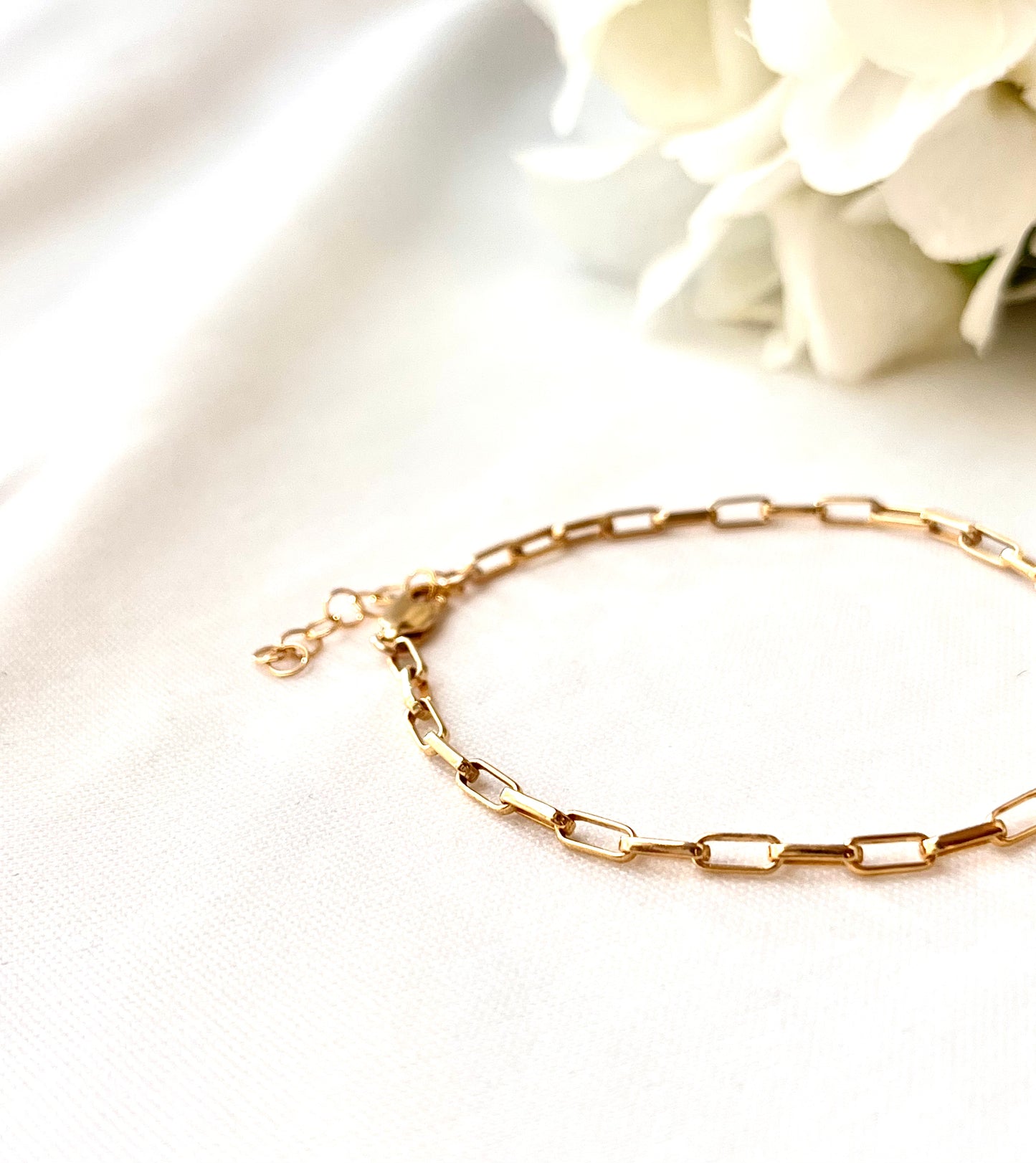 Minimalist Chain Bracelet, Rectangle Chain, Layering Bracelet, Simple Chain Bracelet, Everyday Bracelet, Gift for Her