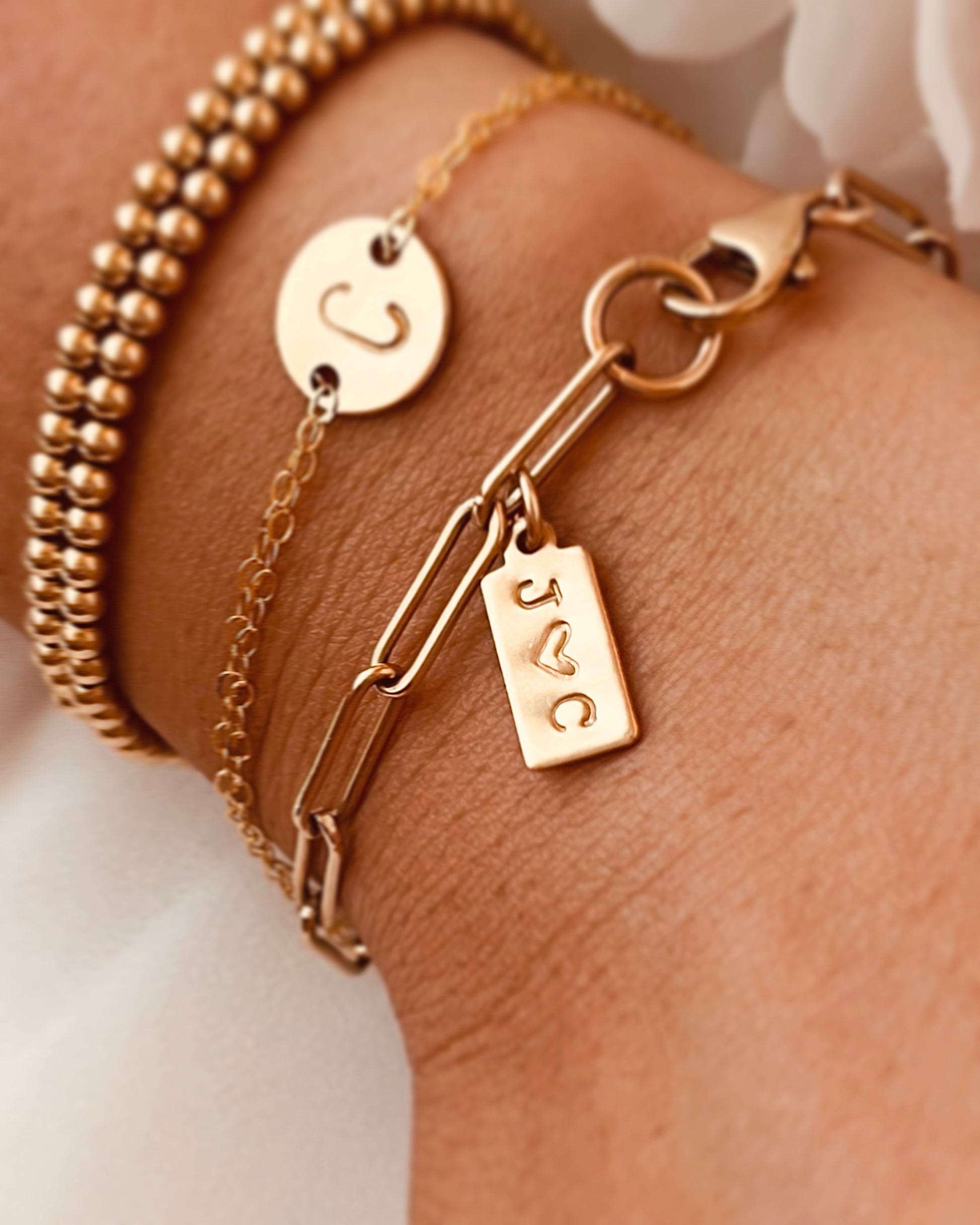 Paperclip Tag Initial Bracelet, Initial Bracelet, Personalized Tag with Initial, Custom Tag Bracelet, Paperclip Bracelet, Stack Bracelet, In silver and Gold , Valentines Day