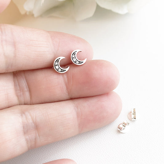 Crescent Moon Stud Earrings