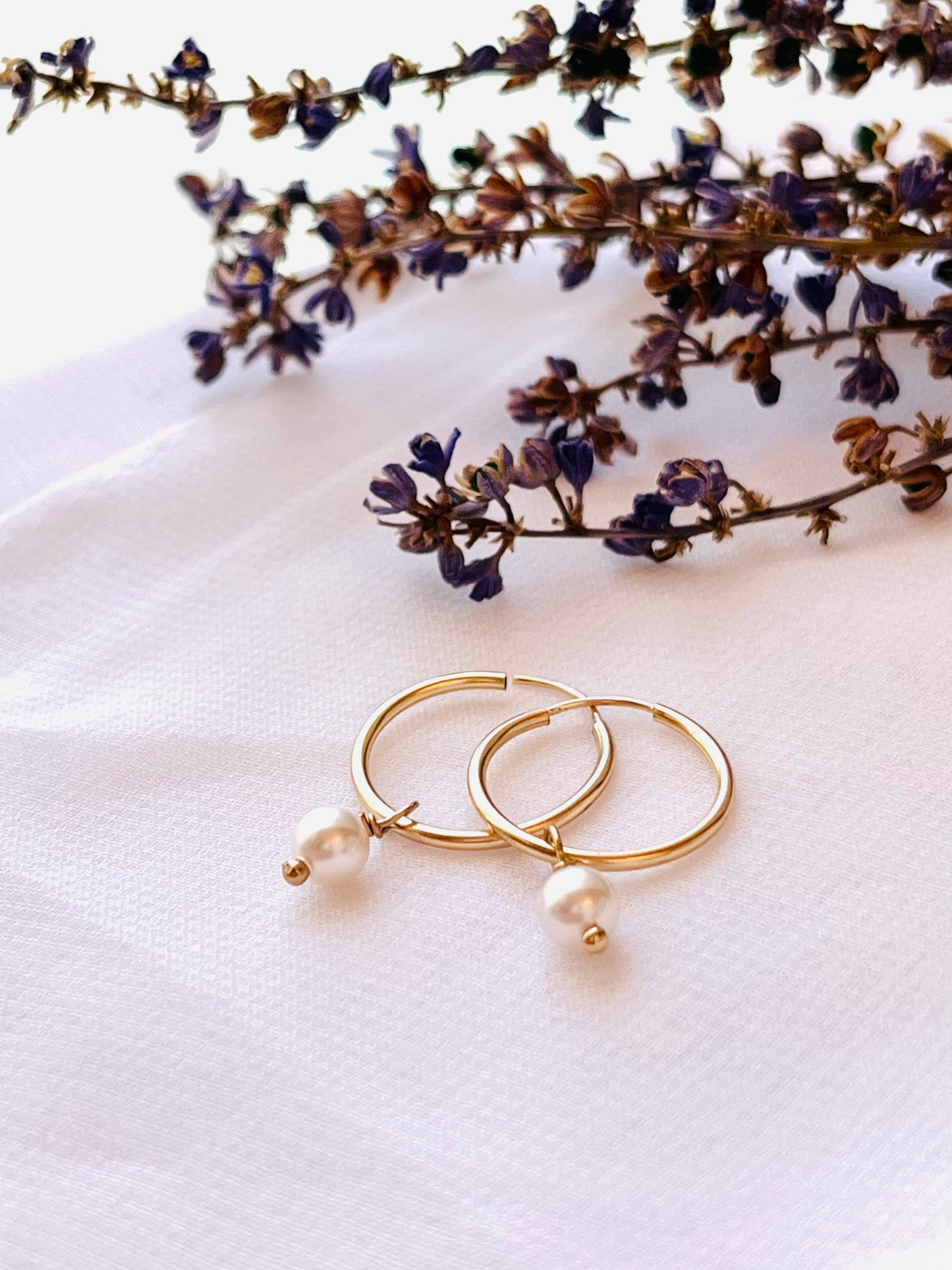 Dainty Pearl Hoop Earrings