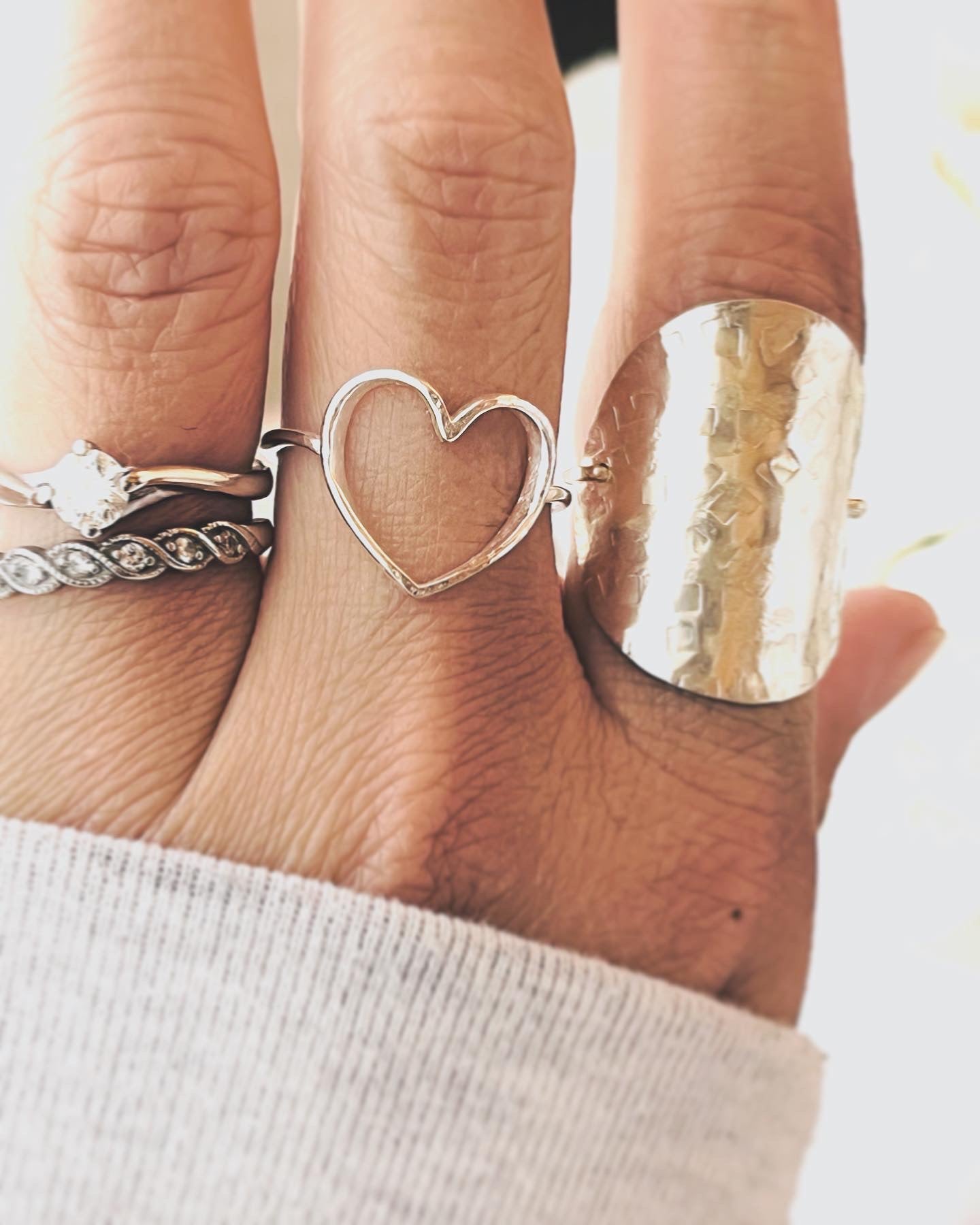 Open Heart Ring, Heart Ring, Silver Heart Ring