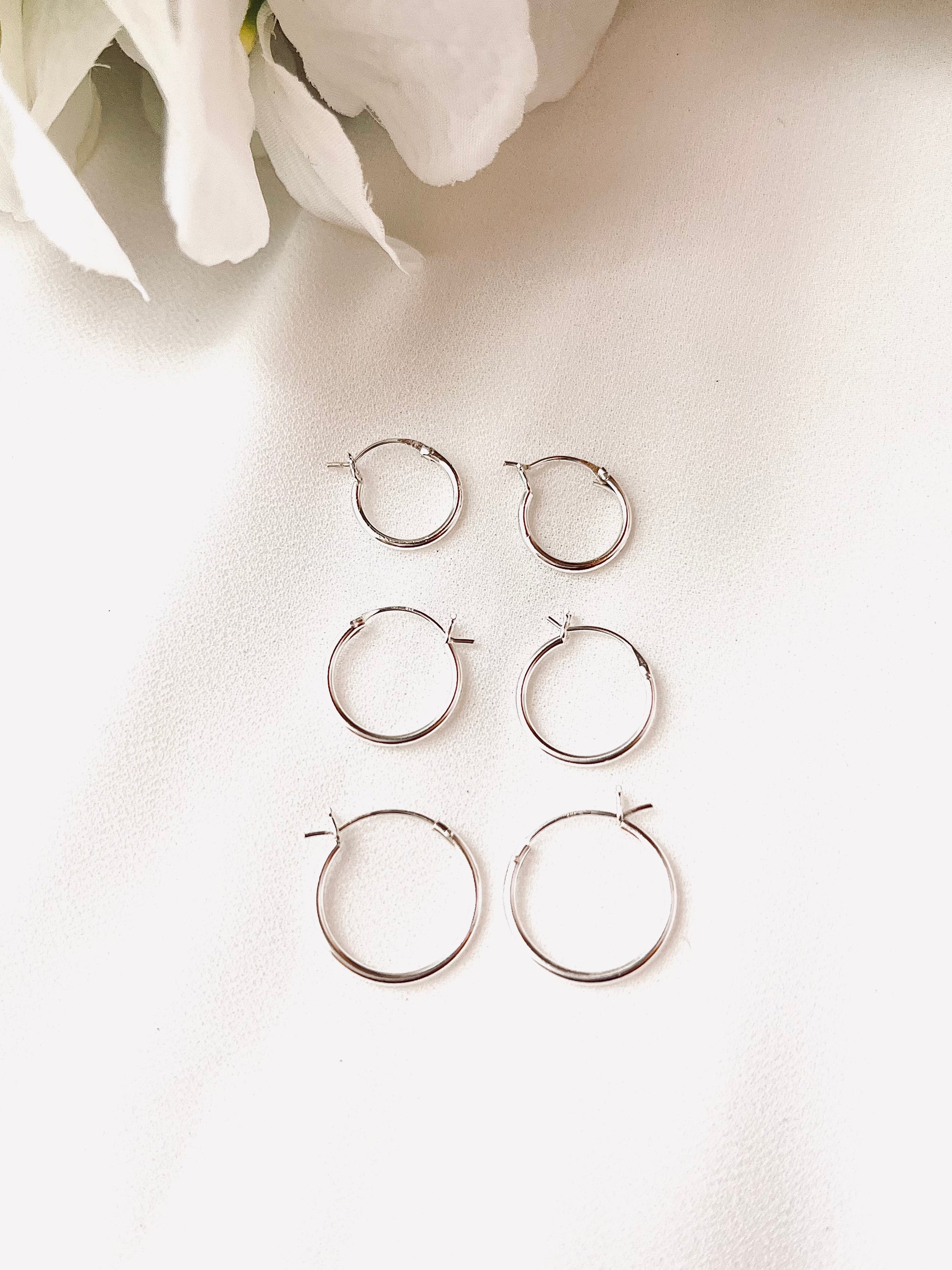 Hoop Earrings Set, Set Of 3, French Lock Hoop Earrings Set, Gift Set, Classic Hoops Set, Simple Hoop Earrings Set, Gift For Her, Minimalist Jewelry, Everyday Jewelry, Simple and Dainty