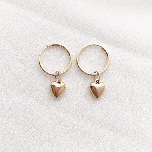 Heart Hoop Earrings, Heart Earrings, Dainty Earrings, Hoop Earrings