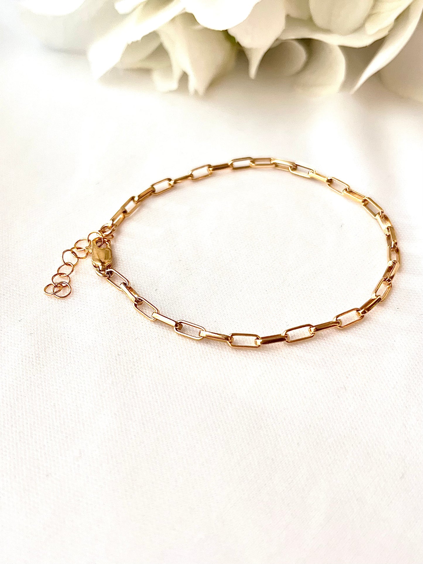 Minimalist Chain Bracelet, Rectangle Chain, Layering Bracelet, Simple Chain Bracelet, Everyday Bracelet, Gift for Her