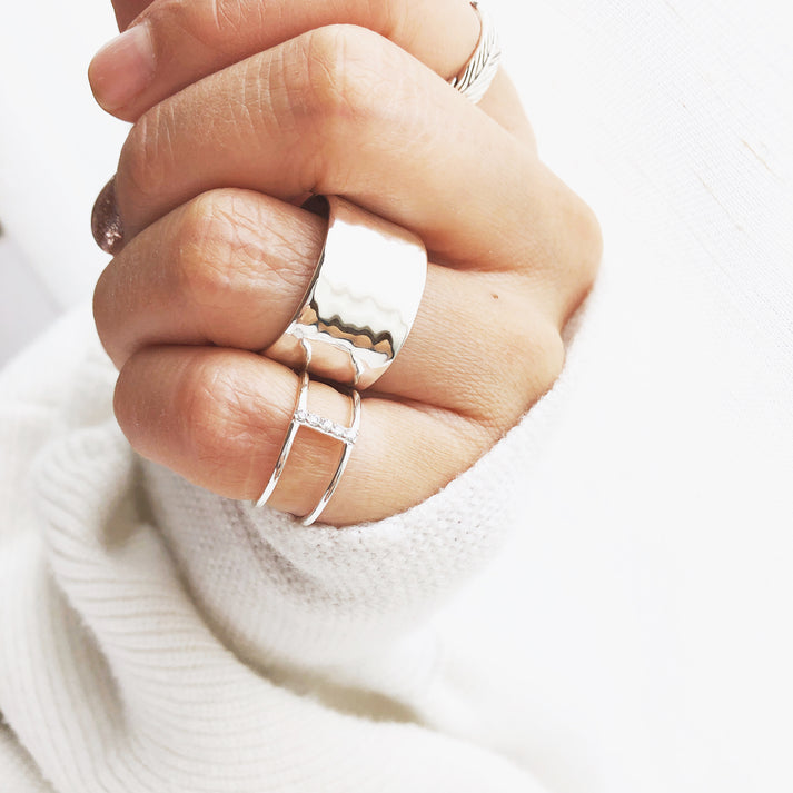 Silver Wide Ring, Hammered Silver Ring, Wide Band Ring, Minimalist Design, Statement Ring, Hammered Band, Holiday Gift, Birthday, Mothers Gift