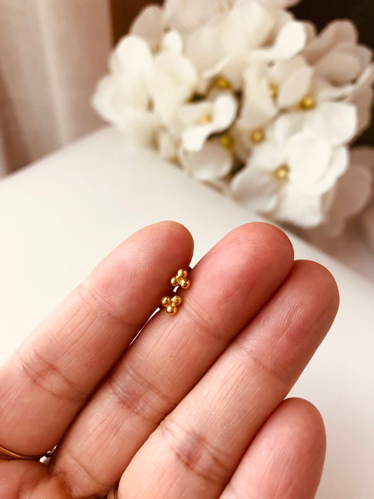 Triple Ball Stud Earrings, Ball Stud Earrings, Gold Ball Earrings, Beaded Studs, Dot Studs, Tiny Stud Earrings, Geometric Studs, Mother’s Day gifts, gift for her 