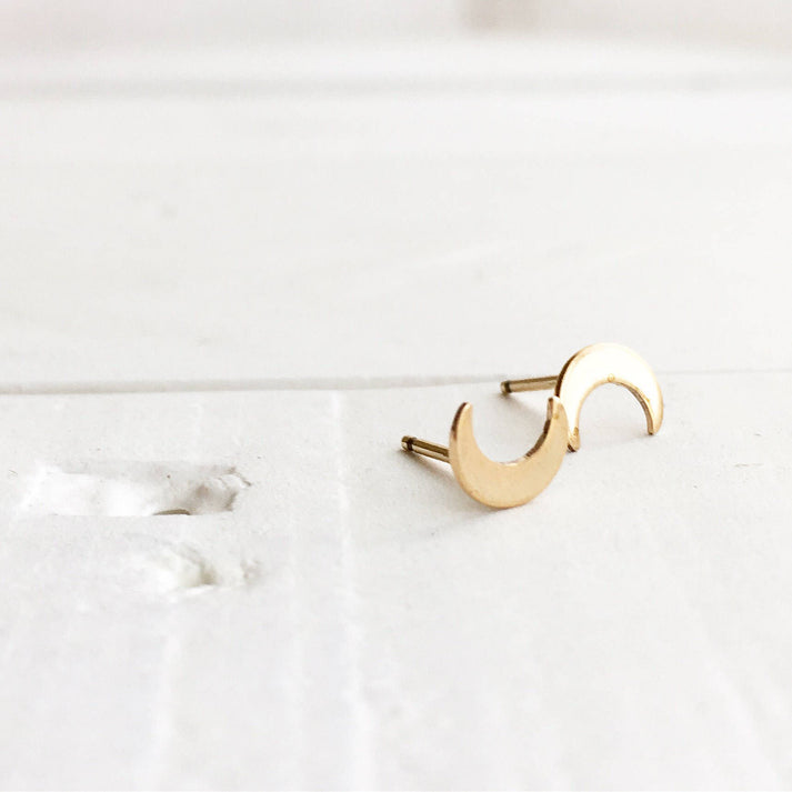 Crescent Moon Stud Earrings, Valentines Day